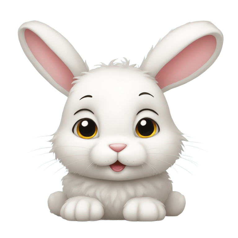 genmoji: Fluffy white bunny, big ears, round cheeks, tiny nose, bright eyes."hugging teddy