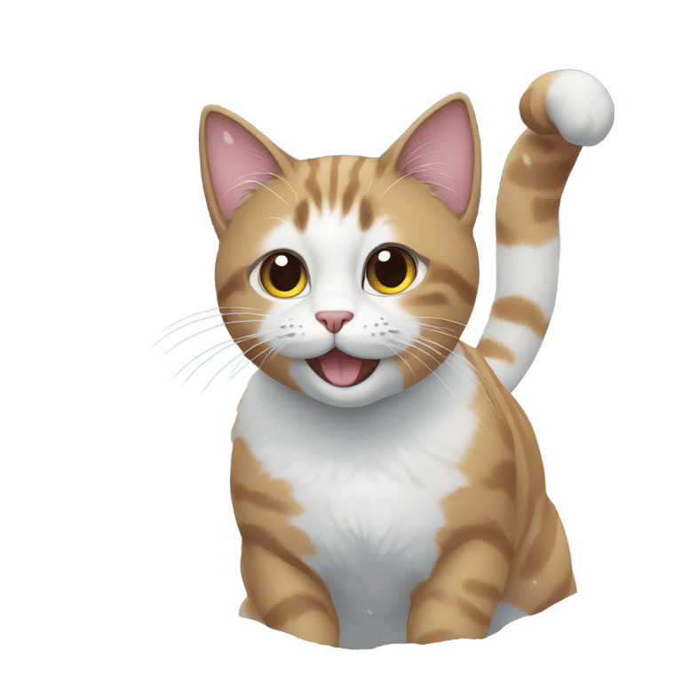 genmoji: Cat playing in snow