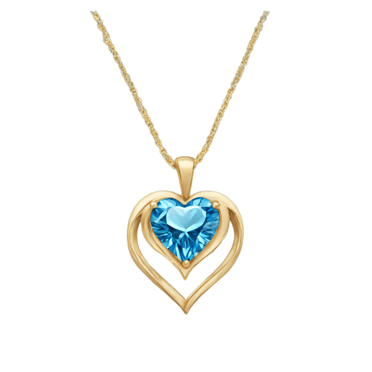 genmoji: A necklace with a heart-shaped blue diamond