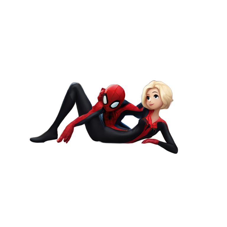 prompt: Miles Morales with Gwen sitting upside down on a building ledge looking out to New York City