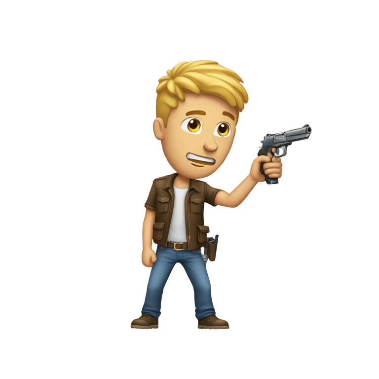 genmoji: a guy pointing a gun at his head