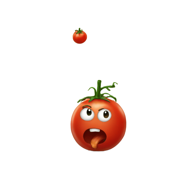 genmoji: Evil tomato doing a poop