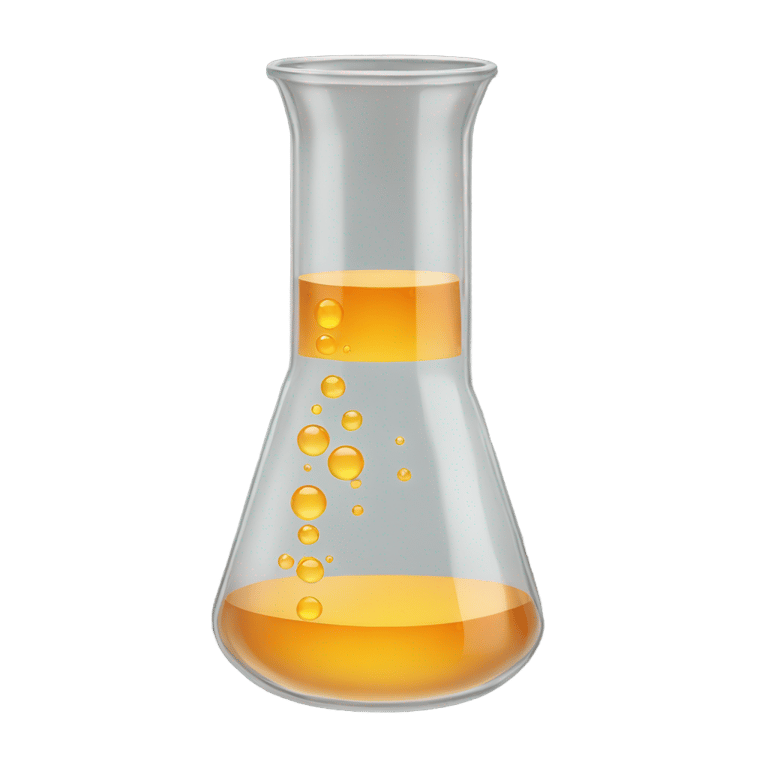 genmoji: transparent, amber color, beaker