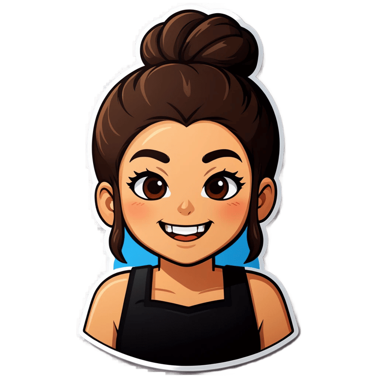 genmoji: Brown bun hair lesbian griller