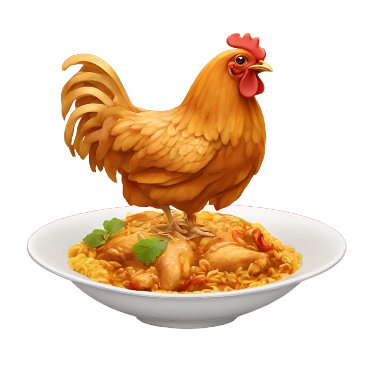 絵文字：チキンマサラ、ライス、グレイビー、辛い麺