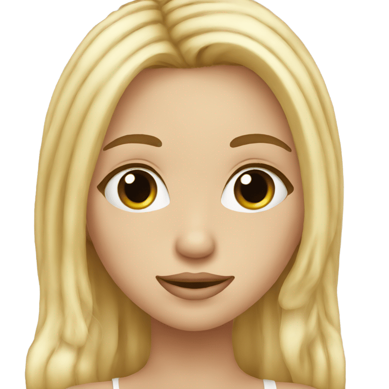 genmoji: blond-haired completly black eyed girl