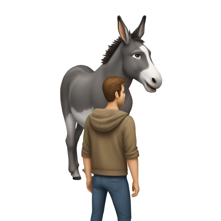 genmoji: A donkey on the back of a man