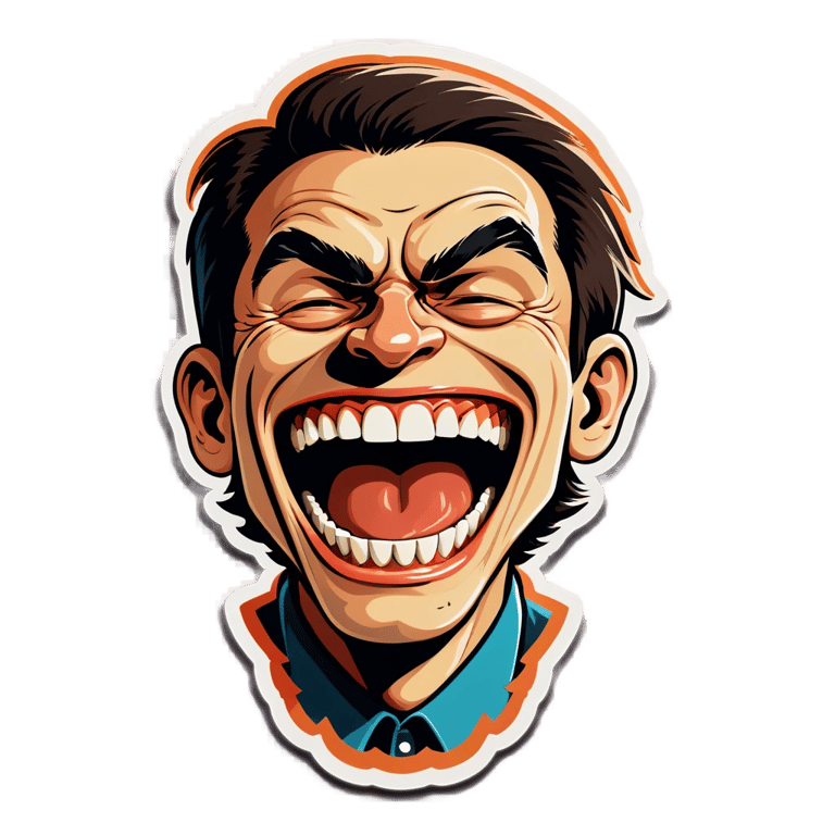 genmoji : Une personne laide avec un appareil dentaire qui rit