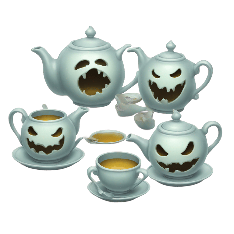 genmoji: Haunted ornamental tea set