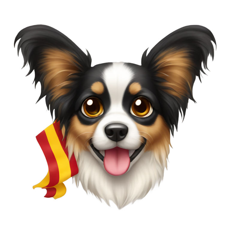 genmoji: Crea cane papillon   Con bandiera Spagna