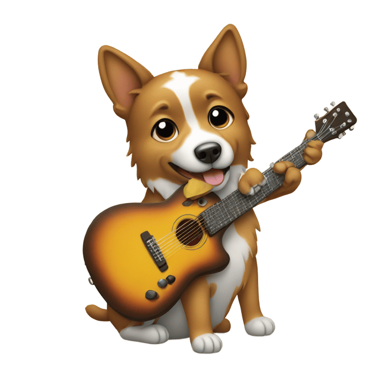 genmoji: a dog with a guitar