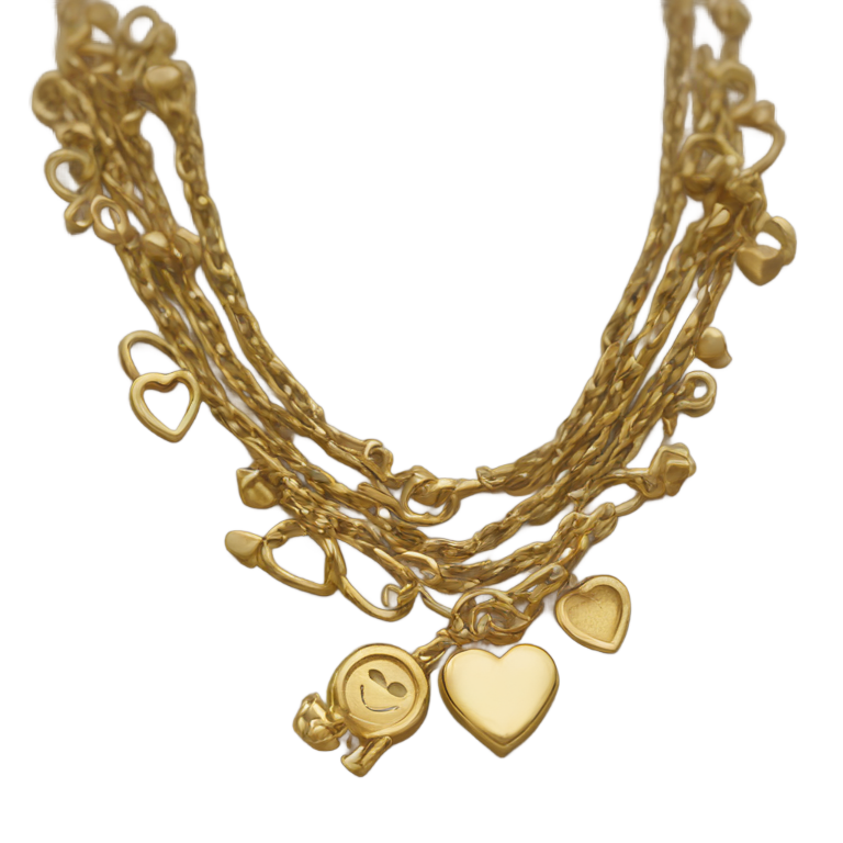 genmoji：goldfield chain with heart charm complete in frame