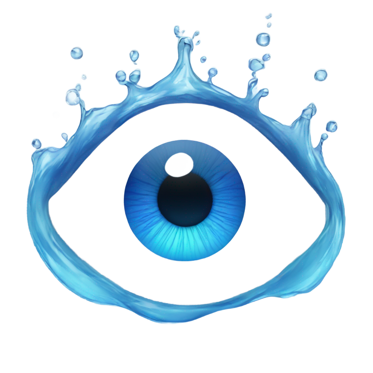 genmoji: blue eye iris surrounded by water