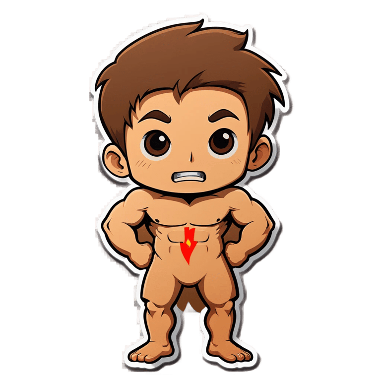 genmoji : Homme musclé aux cheveux châtains clair, nu