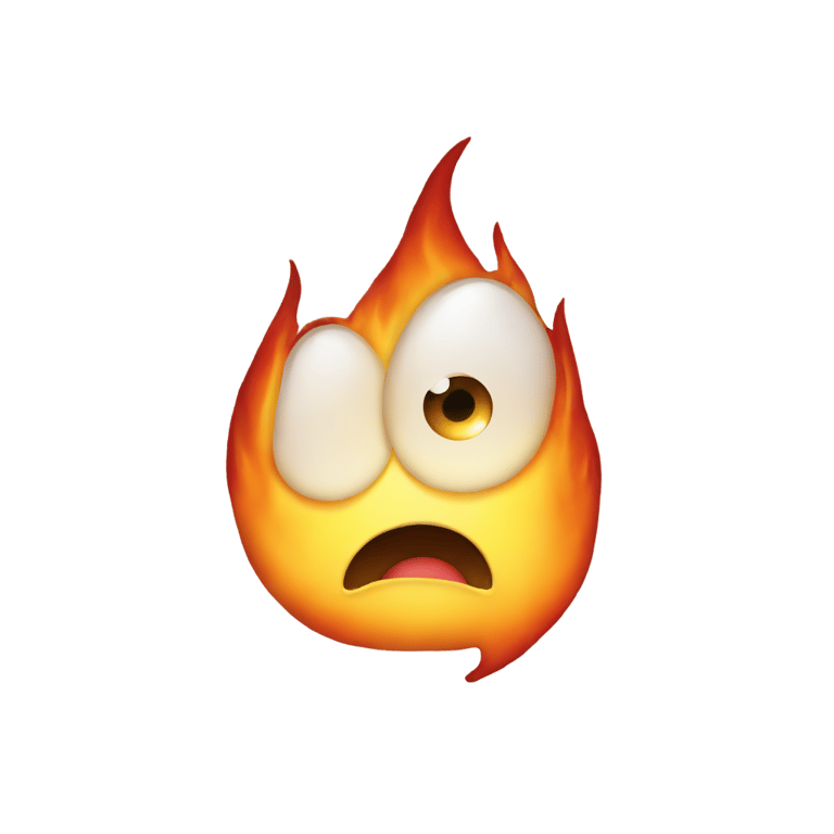 genmoji: A flame with two eyes and a mouth