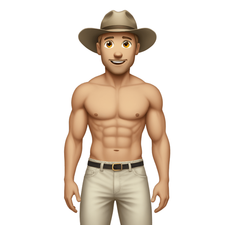 genmoji: white man hat backwards shirtless pants