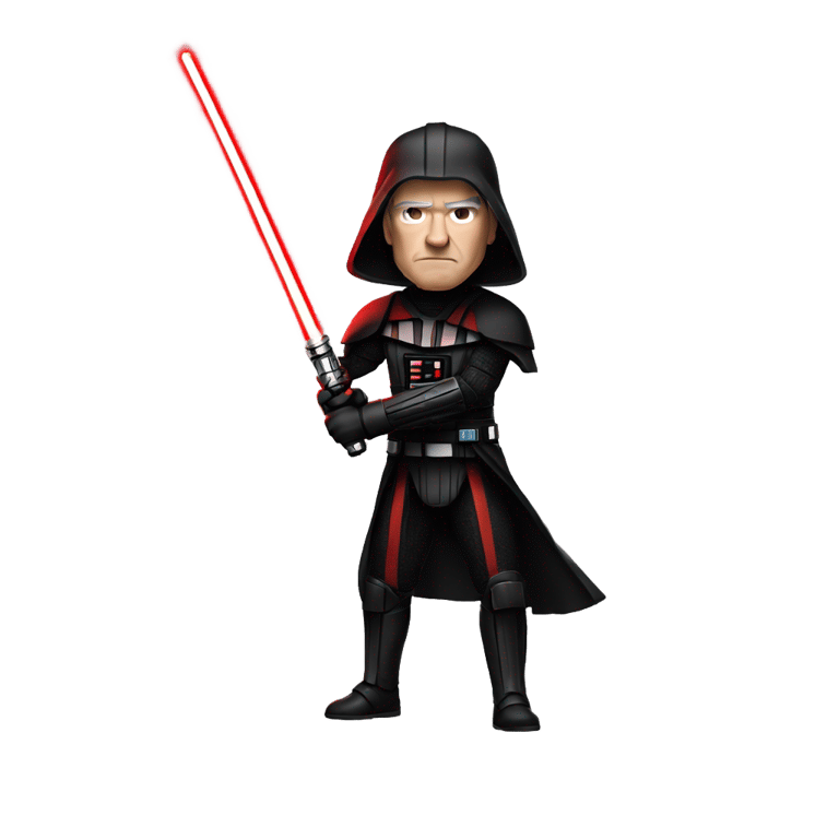 genmoji: sith tim cook with a red lightsaber