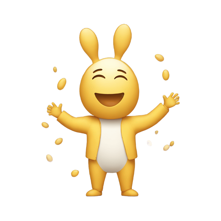 genmoji: Little egg man throws his hands in the air