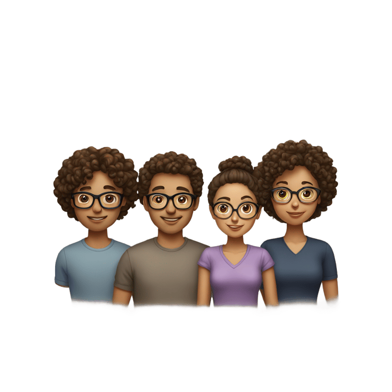 genmoji: A couple with a curly haired young man and a brown haired girl with glasses.