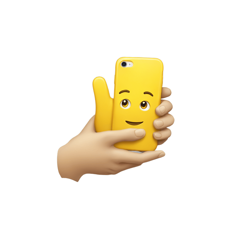 genmoji：一只黄色手拿着iPhone