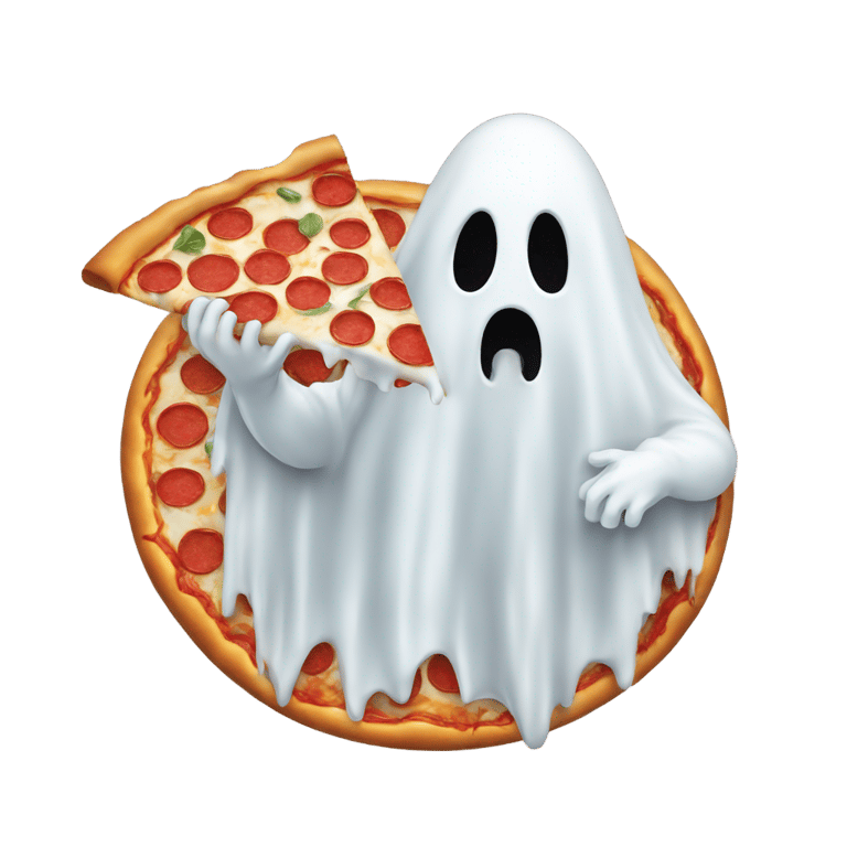 genmoji: Ghost eating an entire pizza