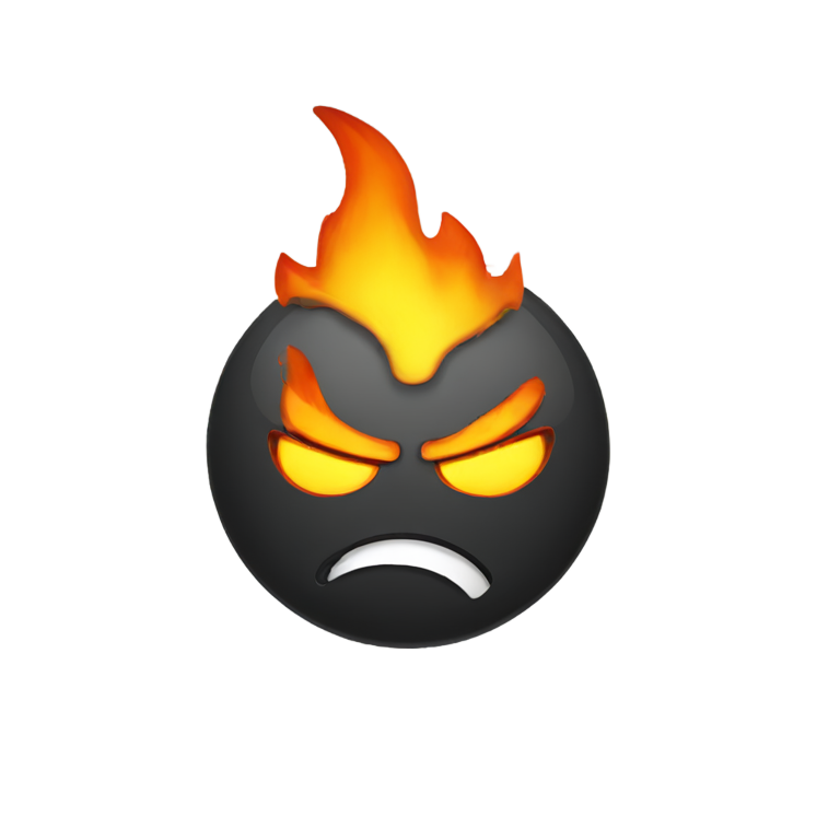 genmoji : Visage en colère avec feu ardent