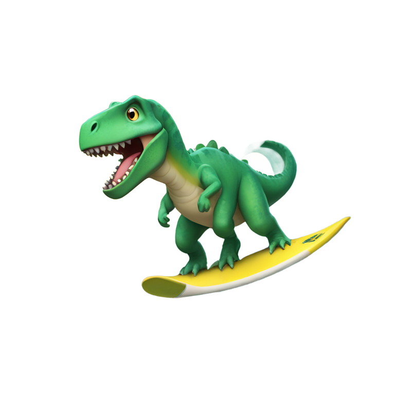 genmoji: dinosaure qui fait du surf