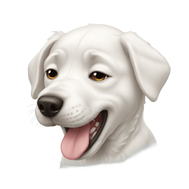 genmoji: white dog crying