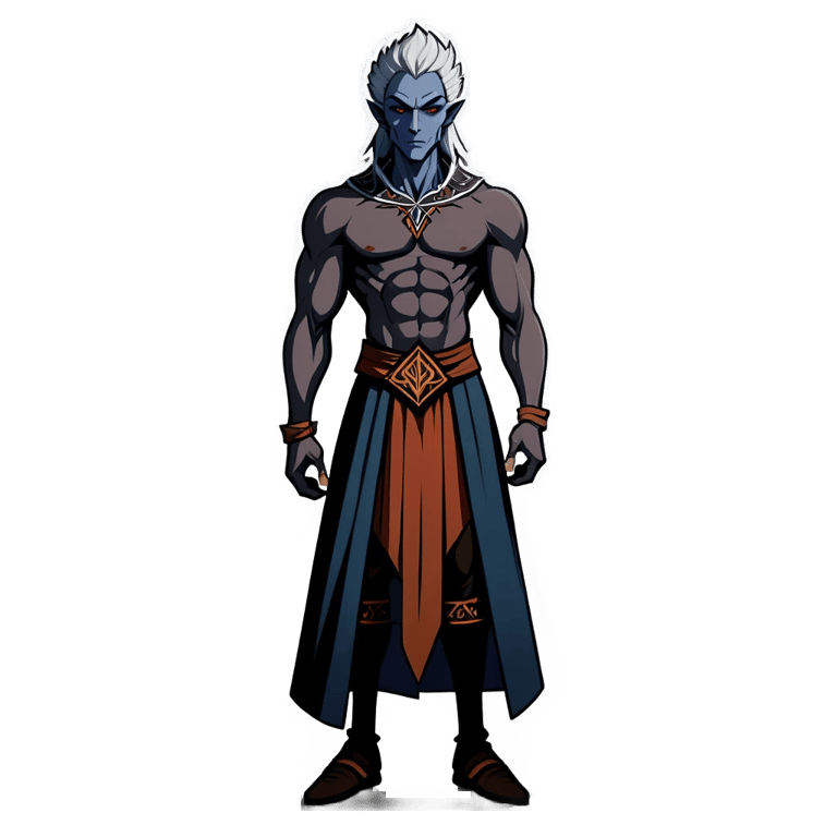 genmoji: male drow wearing skirt and crop top