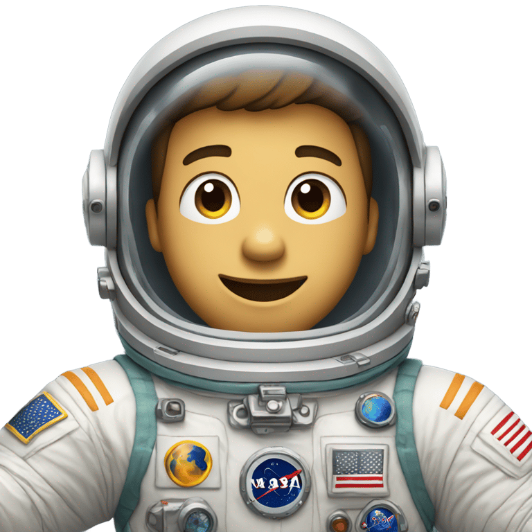 genmoji: male astronaut waving (chest upwards only)