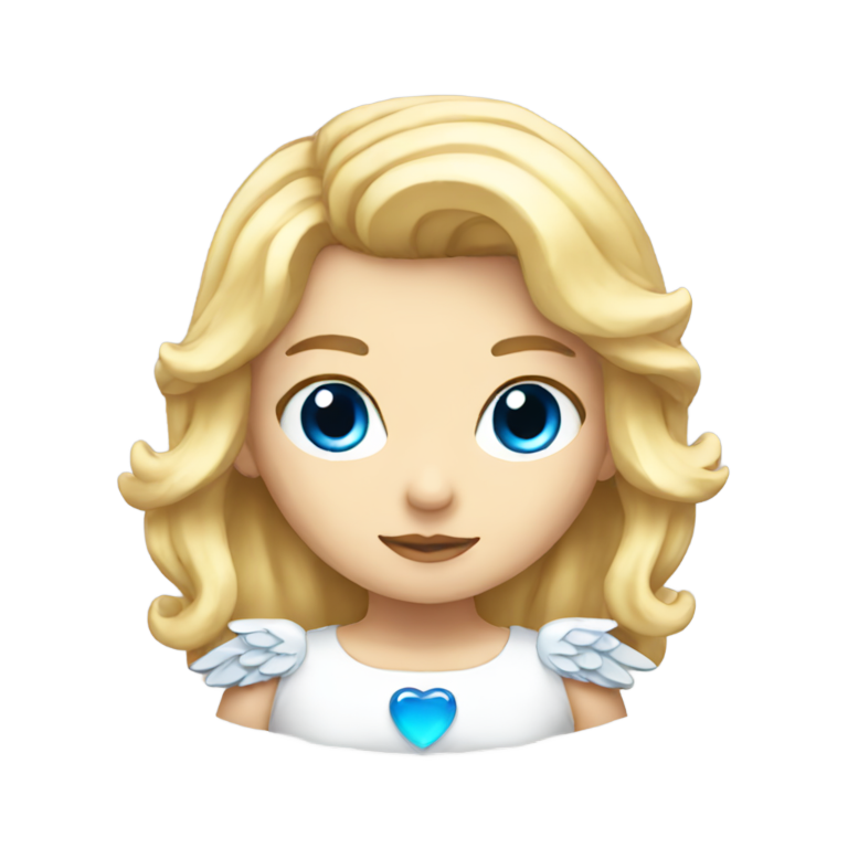 genmoji: Half angel half devil, female, blond hair, blue eyes, cute