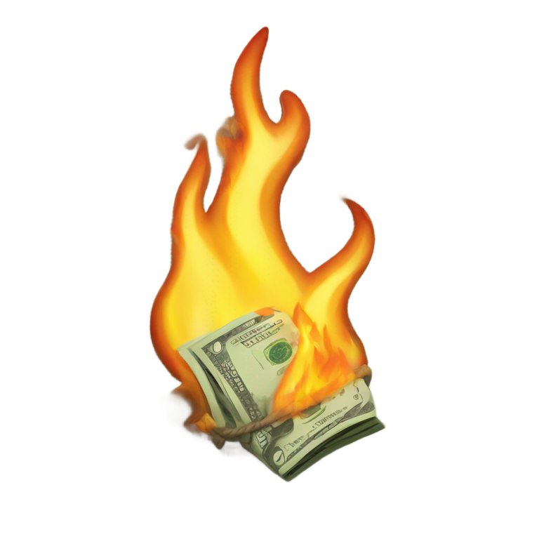 genmoji: money burn in fire