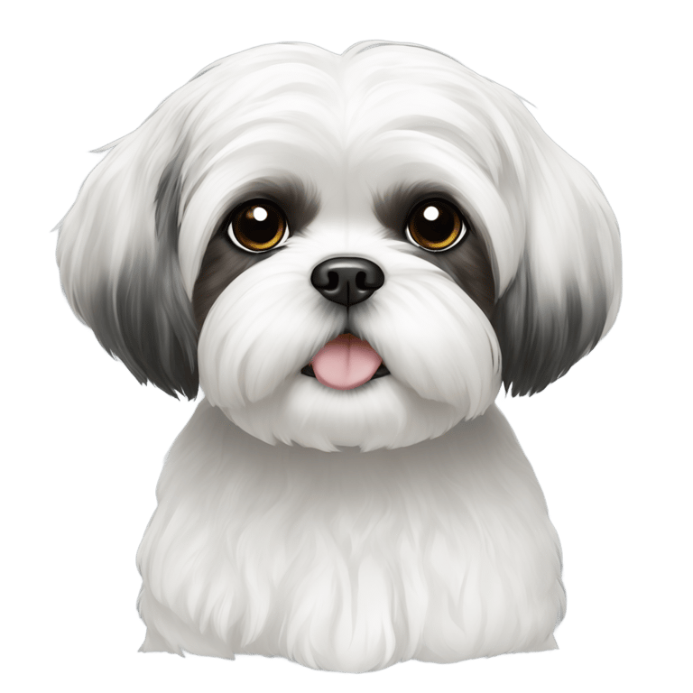 genmoji : Shih tzu blanc avec des taches noires