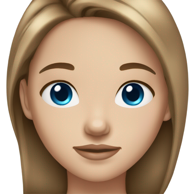 genmoji : Fille aux cheveux bruns, peau claire et yeux bleus