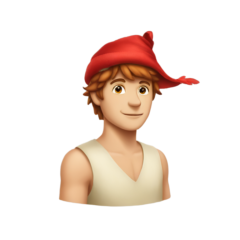 genmoji: peter pan hat red feather