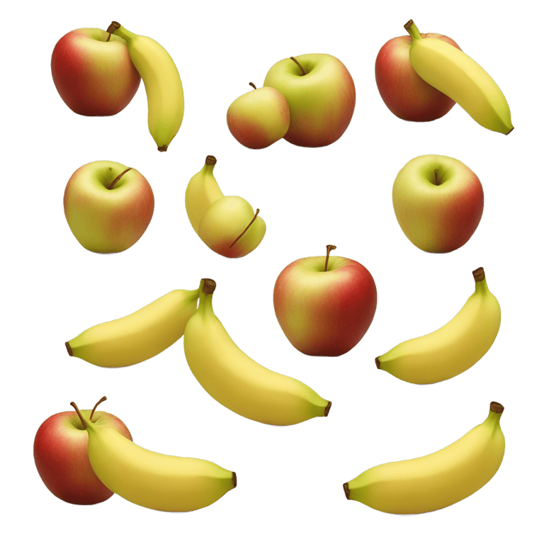 genmoji: 2 apples next to eachother with a banana in the middle