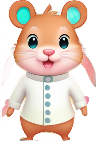 genmoji: Hamphrey is an anthropomorphic hamster with light pink fur and rosy cheeks. His eyes are big and bright, and he has a friendly smile. Hamphrey wears a white shirt with colored polka dots