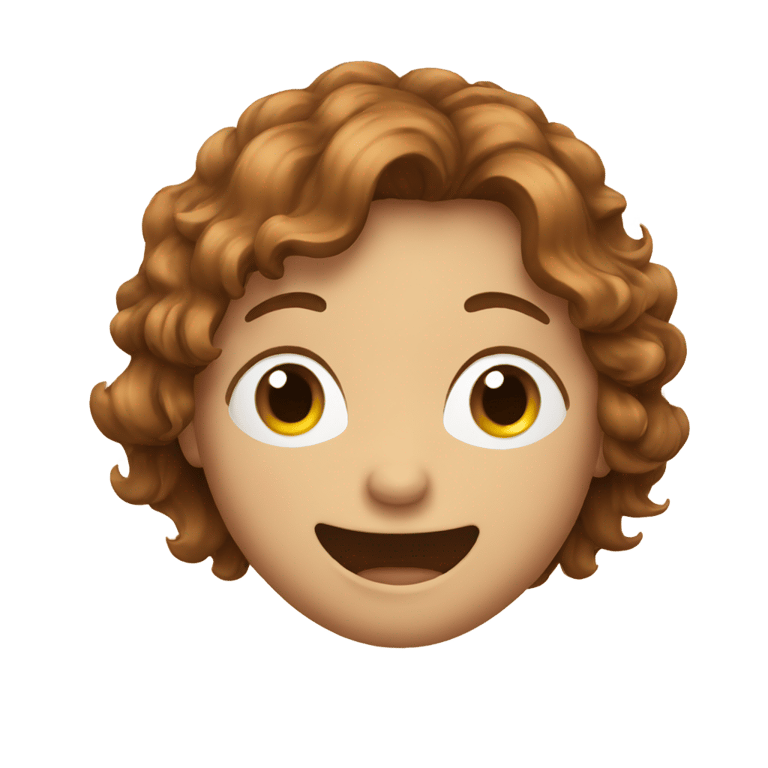 genmoji: emoji face with brown hair that is happy but i little bit tired