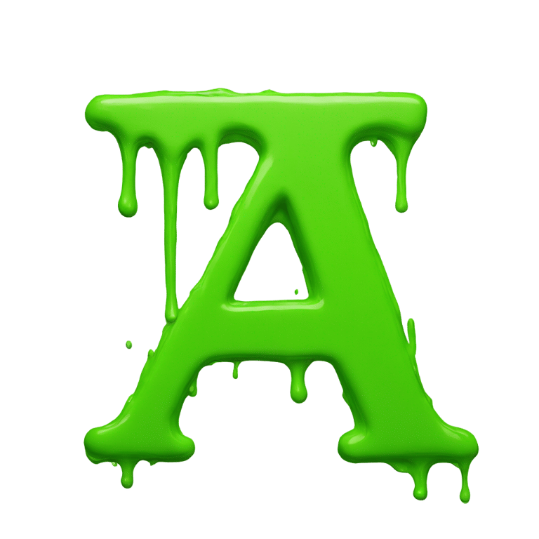 genmoji: Letter a made out of apple green paint