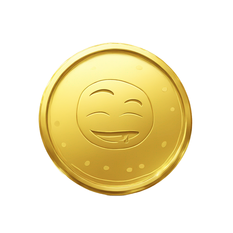 genmoji: "A shiny, single yellow coin with a smooth, reflective surface, detailed with a subtle embossed edge for texture. The coin glimmers under soft light, emphasizing its golden hue and luxurious appearance."