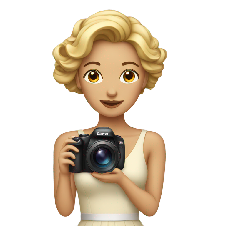 genmoji：穿着裙子的女人，头部是相机