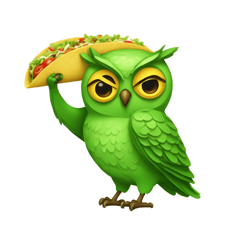 genmoji：a green owl with a taco