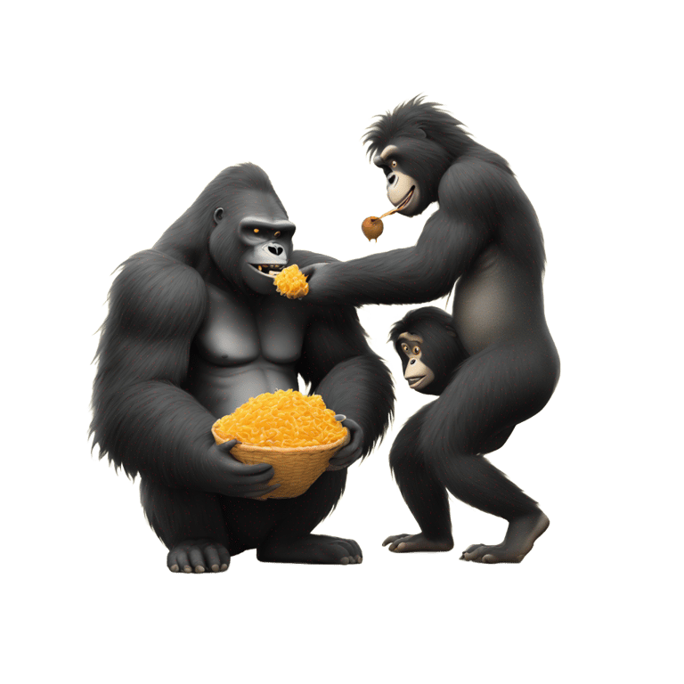 genmoji: the lorax eating big mok gorilla in one bite