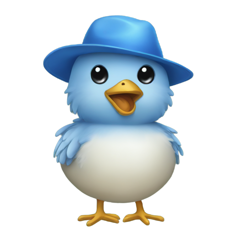 genmoji: blue chick face  with blue hat