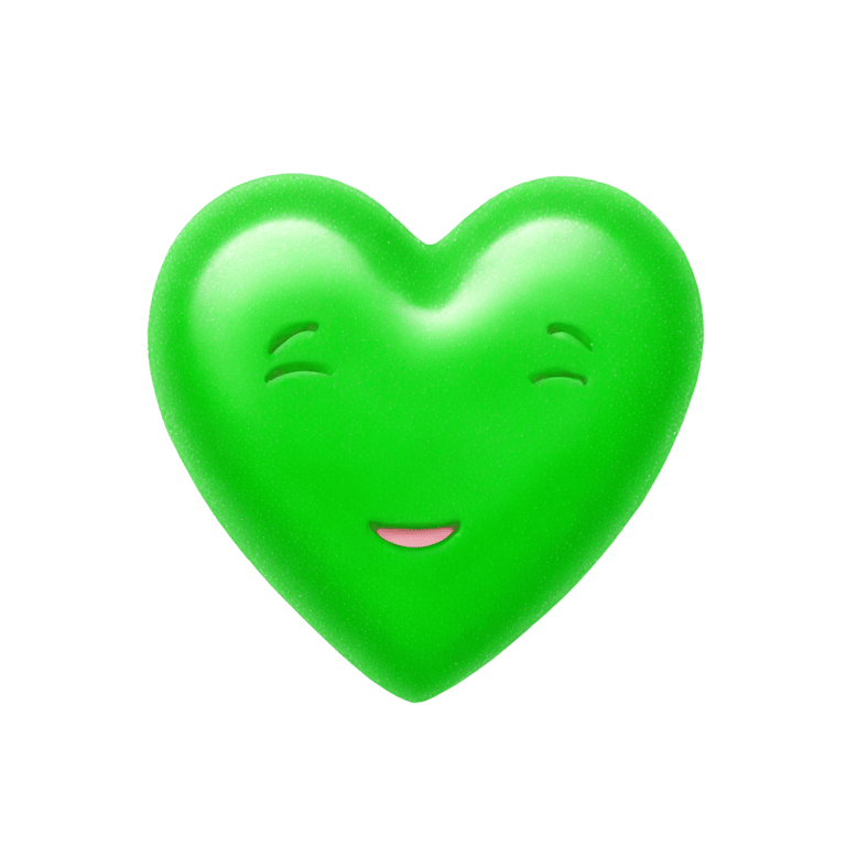 genmoji: A green heart-shaped sugar candy