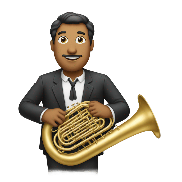 genmoji: a big man playing a tuba