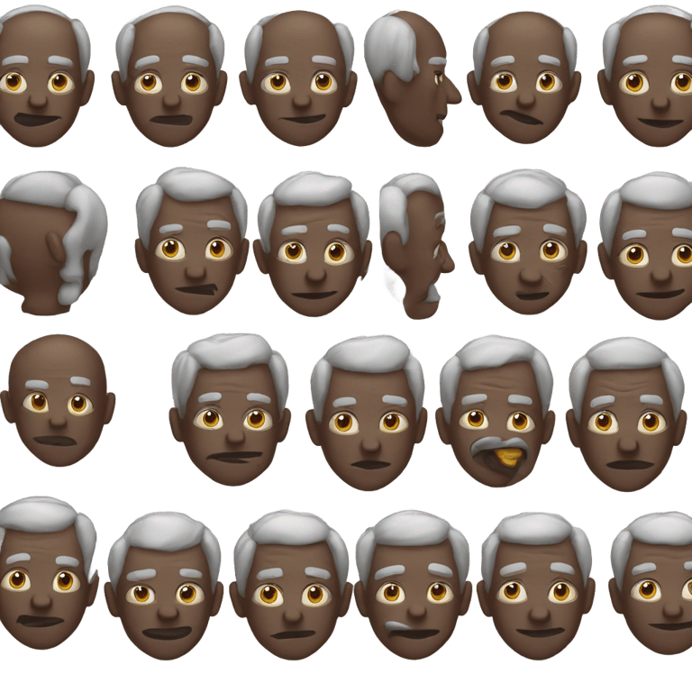 genmoji: dark skin old guy nodding his head left to right