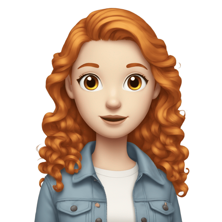 genmoji: 18 year old girl, ginger hair, gray-blue eyes, white skin in trendy outfit