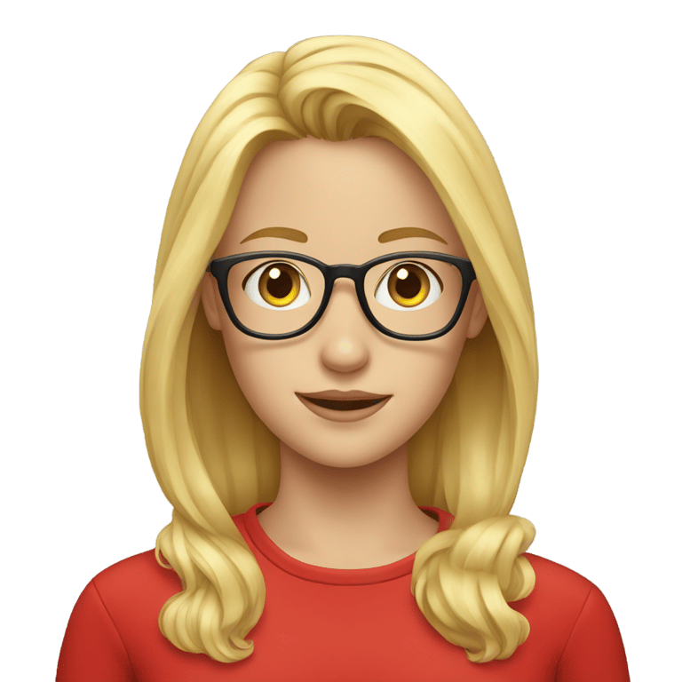 genmoji: Blonde girl in red shirt with glasses