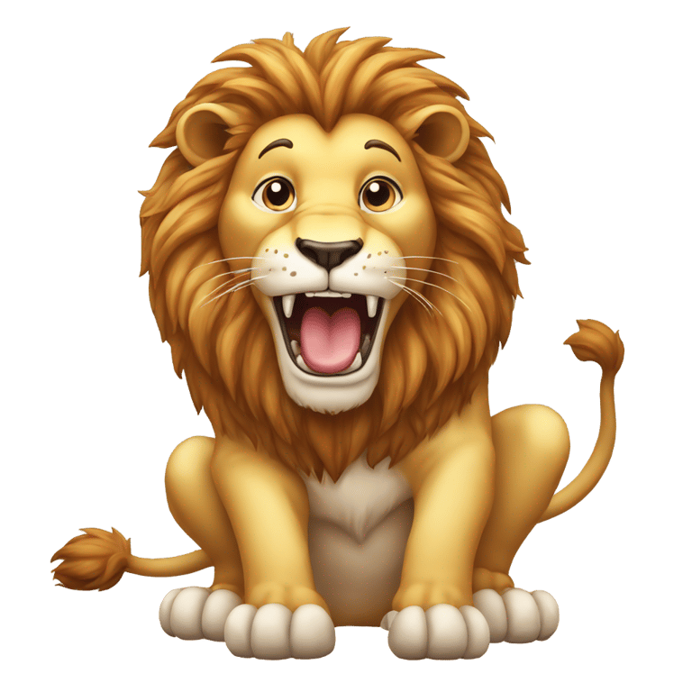 genmoji : drooling lion that is hungry and finds foot delicious lion with tongue out